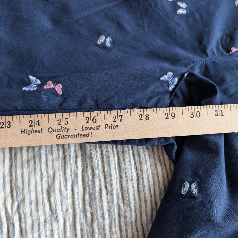 Talbot's Relaxed Chino Navy Butterfly Embroidered Pants - Picture 4 of 6